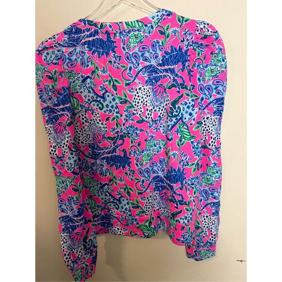 Lilly Pulitzer Jensen Sweatshirt in Plumeria Pink Untamed Hearts Size Small - Picture 5 of 6